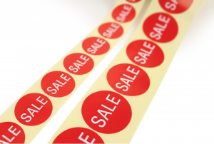 Sale stickers rond rood